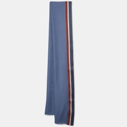 Midnight Blue Striped Cashmere & Silk