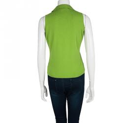 Pre Owned Loro Piana Green Knit Collared Sleeveless Top M