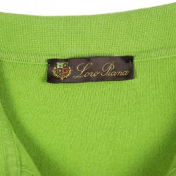 Pre Owned Loro Piana Green Knit Collared Sleeveless Top M