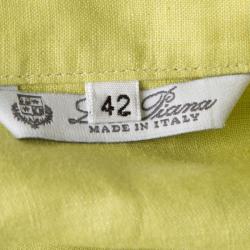 Pre Owned Loro Piana Yellow Linen Mandarin Collar Long Sleeve Button Front Shirt M