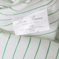 Pre Owned Loro Piana White and Green Striped Cotton Linen Long Sleeve Shirt M