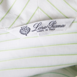 Pre Owned Loro Piana White and Green Striped Cotton Linen Long Sleeve Shirt M