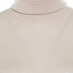Pre Owned Loro Piana Beige Cashmere Turtle Neck Sweater S