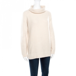 Pre Owned Loro Piana Cream Baby Cashmere Chunky Knit Sweater M