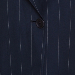 Pre Owned Loro Piana Navy Blue and White Striped Cotton Cloud Blazer S