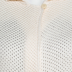 Loro Piana Cream Silk and Cotton Chunky Knit Button Front Cardigan M