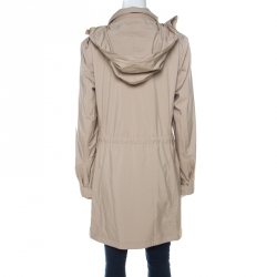 Pre Owned Loro Piana Storm System Beige Elasticized Waist Hooded Jacket M