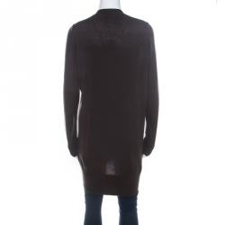 Pre Owned Loro Piana Brown Cashmere Button Front Long Cardigan M