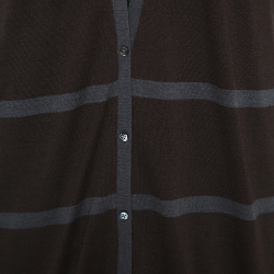 Pre Owned Loro Piana Brown Striped Cashmere Button Front Cardigan M
