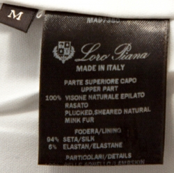 Pre Owned Loro Piana Cream Mink Fur Sleeveless Jacket M