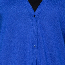 Pre Owned Loro Piana Blue Cashmere Button Front Cardigan L