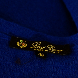 Pre Owned Loro Piana Blue Cashmere Button Front Cardigan L