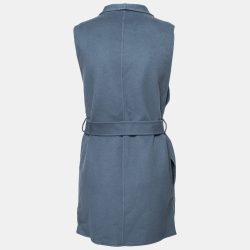 Pre Owned Loro Piana Dusty Blue Cashmere Belted Sleeveless Vest M