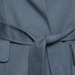 Pre Owned Loro Piana Dusty Blue Cashmere Belted Sleeveless Vest M