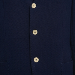 Pre Owned Loro Piana Navy Blue Cotton Pique Single-Breasted Blazer XL