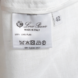 Pre Owned Loro Piana White Linen Traveller Zip-Up Jacket S