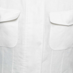 Pre Owned Loro Piana White Linen Traveller Zip-Up Jacket S