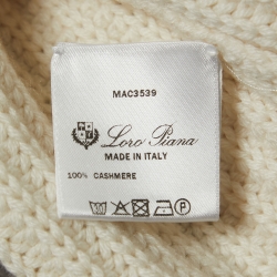 Pre Owned Loro Piana Ivory/Grey Cashmere Zip-Up Jacket S