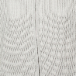 Pre Owned Loro Piana Ivory/Grey Cashmere Zip-Up Jacket S