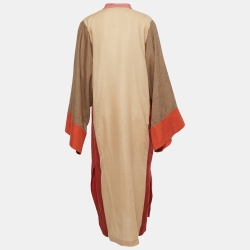 Pre Owned Loro Piana Beige Colorblock Linen Long Kimono M