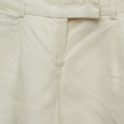 Pre Owned Loro Piana Cream Linen Pleat Detail Shorts S