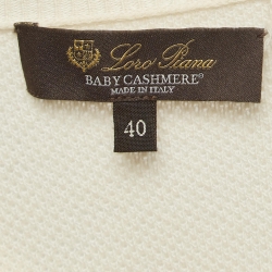 Pre Owned Loro Piana Cream Cashmere Knit Crew Neck Sweater S