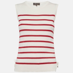 Striped Knit Round Neck Vest