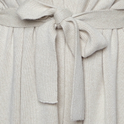 Pre Owned Loro Piana Beige Cashmere Knit Belted Long Cardigan M