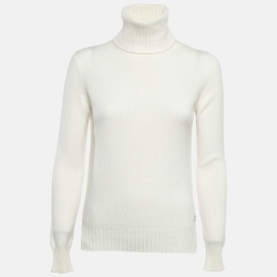 Pre Owned Loro Piana White Baby Cashmere Knit Turtle Neck Sweater S