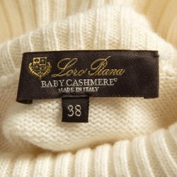 Pre Owned Loro Piana White Baby Cashmere Knit Turtle Neck Sweater S