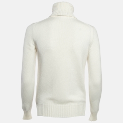 Pre Owned Loro Piana White Baby Cashmere Knit Turtle Neck Sweater S