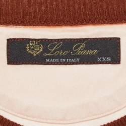 Pre Owned Loro Piana Peach Logo Print Cotton Crew Neck T-Shirt XXS