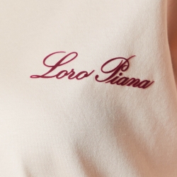 Pre Owned Loro Piana Peach Logo Print Cotton Crew Neck T-Shirt XXS