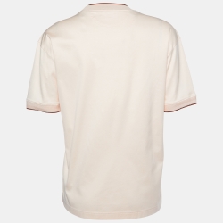 Pre Owned Loro Piana Peach Logo Print Cotton Crew Neck T-Shirt XXS