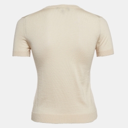 Pre Owned Loro Piana Beige Cashmere Knit Top S