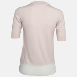 Pre Owned Loro Piana Pink Wool Knit Short Sleeve Sweatshirt S