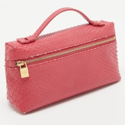 Loro Piana Pink Python Zip L19 Pouch