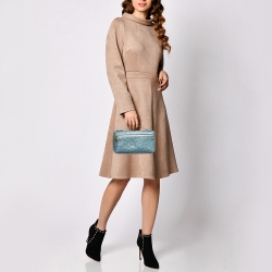 Pre Owned Loro Piana Teal Ostrich Zip L19 Pouch