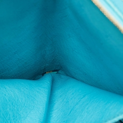 Pre Owned Loro Piana Light Blue Ostrich Leather Double Zip Clutch