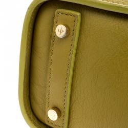 Pre Owned Loro Piana Yellow Green Pebbled Leather Tote