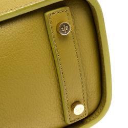 Pre Owned Loro Piana Yellow Green Pebbled Leather Tote