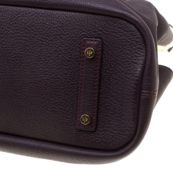 Pre Owned Loro Piana Dark Purple Leather Tote