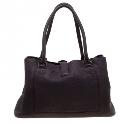 Pre Owned Loro Piana Dark Purple Leather Tote
