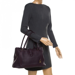 Pre Owned Loro Piana Dark Purple Leather Tote