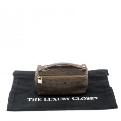 Pre Owned Loro Piana Olive Green Ostrich Leather Mini Pouch L19