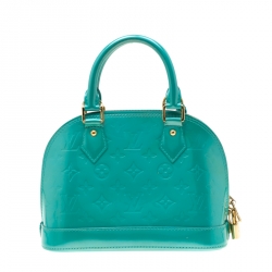 Pre Owned Louis Vuitton Bleu Lagon Monogram Vernis Alma BB Bag