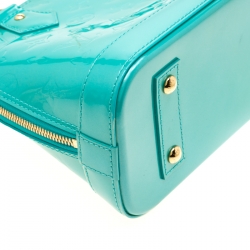 Pre Owned Louis Vuitton Bleu Lagon Monogram Vernis Alma BB Bag