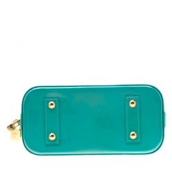 Pre Owned Louis Vuitton Bleu Lagon Monogram Vernis Alma BB Bag