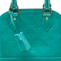 Pre Owned Louis Vuitton Bleu Lagon Monogram Vernis Alma BB Bag