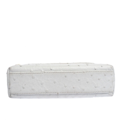 Pre Owned Loro Piana White Ostrich Medium Zip Pouch